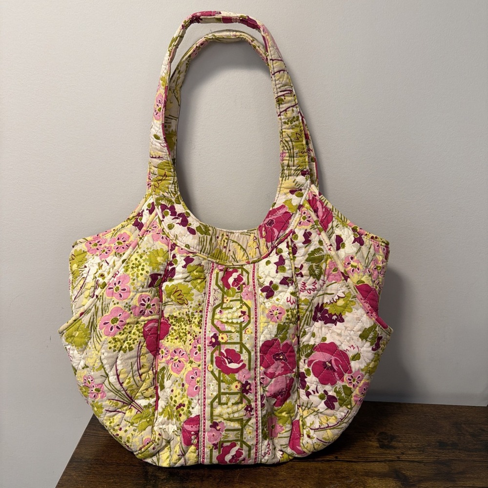 VTG Vera Bradley Side By Side RETIRED "Make Me Blush" Tote Handbag Shoulder Bag